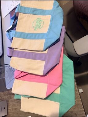 Kids Canvas Colorblock Tote - Mint, Pink, Purple, Blue